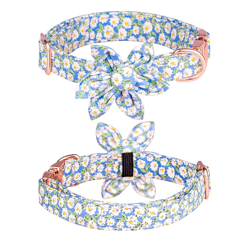 Girl Puppy Collar with Cute Flower Adjustable Safety Metal Buckle and D Ring for Small Medium Large Dog Cibaabo Female Dog Collar 