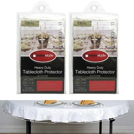- 2 Crystal Clear Vinyl Tablecloth Protector Heavy Oval Plastic Table Cover 54X72