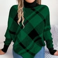 thumbnail image 4 of Somuwie Women's High Neck Christmas Contrast Plaid Long Sleeve Poncho Sweater, 4 of 8