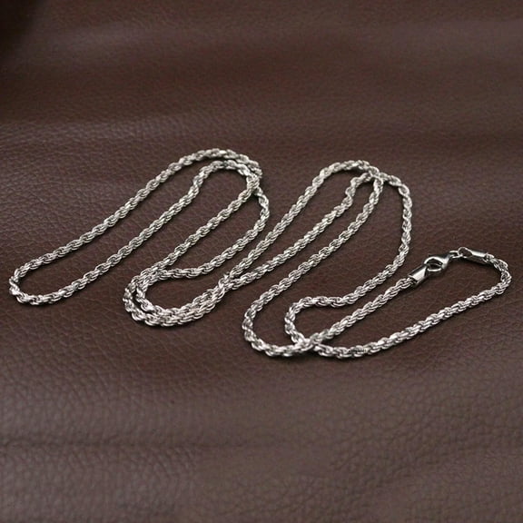 K-KED Solid 925 Sterling Silver Chain Lucky 2mm Twist Rope Necklace 13g/27.5inch