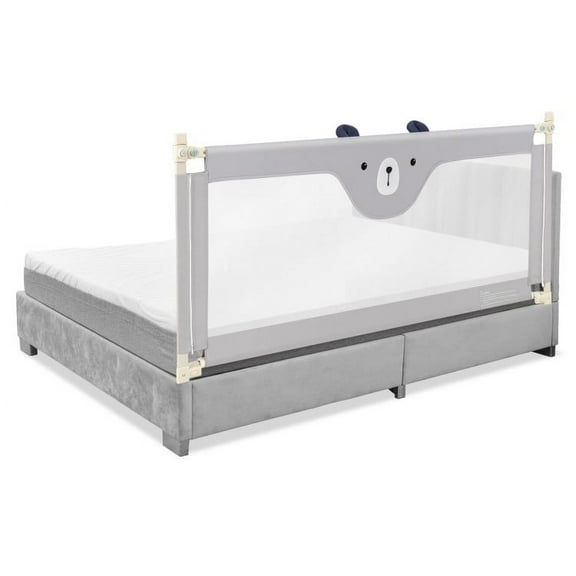 Topcobe Vertical Lifting Baby Bedrail Guard with Lock, Bed Rails for Toddlers-Gray