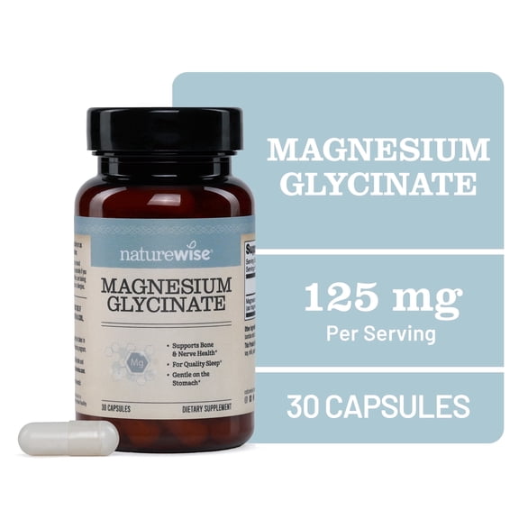NatureWise Magnesium Glycinate 625mg, Sleep & Muscle Support, Vegan & Non-GMO, 30 Capsules