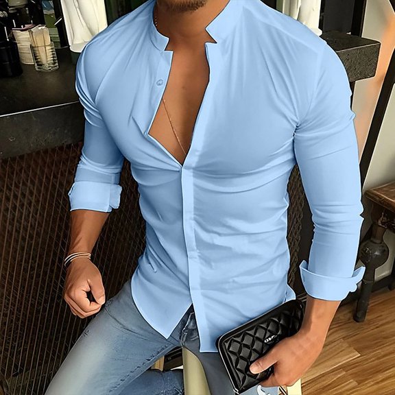 Men's Long Sleeved Shirt Cotton Linen Turn-Down Collar Button Loose Shirt Top Blouse Autumn Long Sleeve Top for Man Fashion