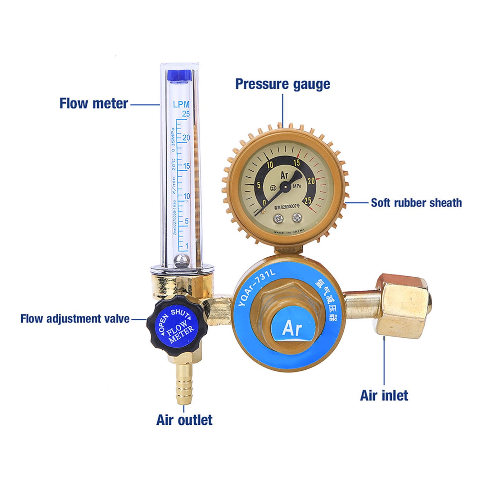 Zaqw Argon Co2 Meter Regulator, Argon Co2 Welding Regulator, Single Stage Type For Mig Easy