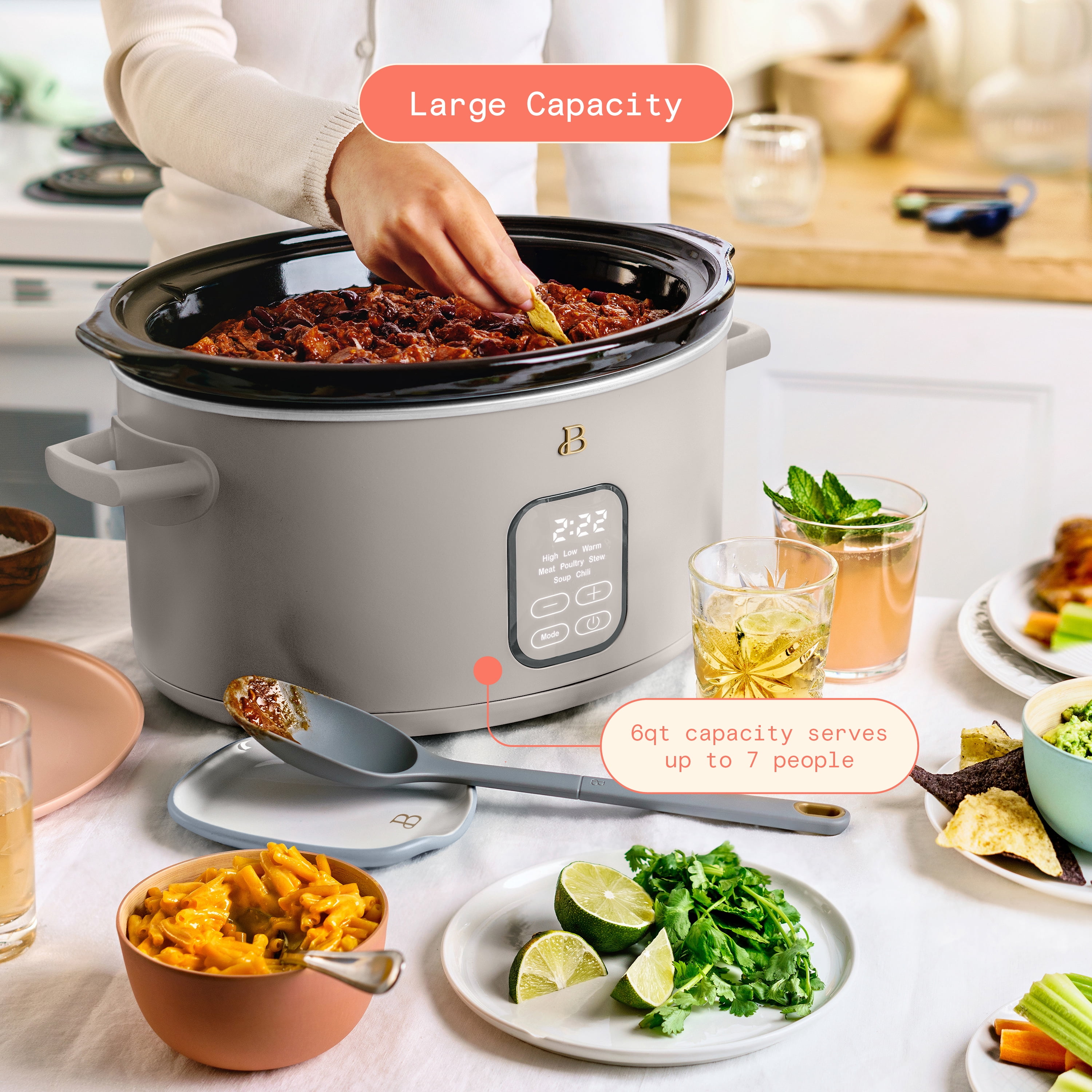 Beautiful 6 Qt Programmable Slow Cooker, Porcini Taupe by Drew Barrymore