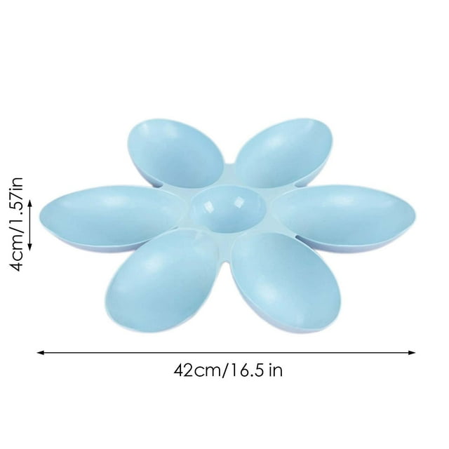 Flower Petal Cat Bowl Compartment Plastic Feeding Dish For Food And Water Perfect For Cats And Small