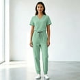 thumbnail image 6 of VV AVEORS Women Scrubs Set V-Neck Stretch Tops With Pockets & Cargo Pants Jogger Nurse Work Uniform Quick Drying Nursing Uniforms Mint Green S, 6 of 6