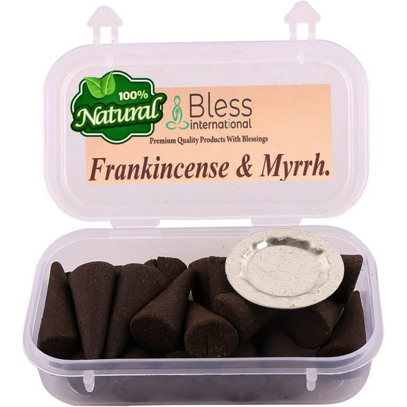 Bless International Frankincense and Myrrh 100%-Natural-Incense-Cones Handmade-Hand-Dipped