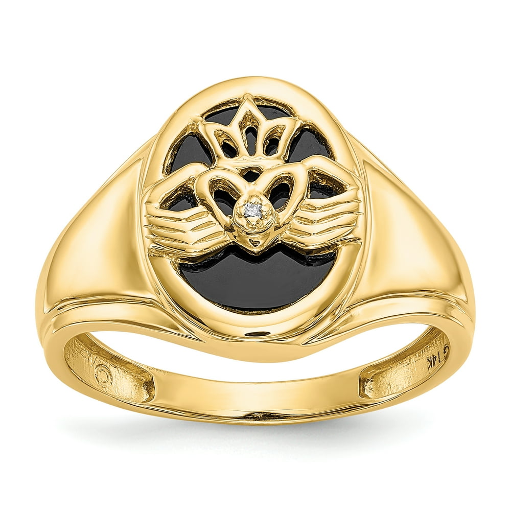 men's onyx and diamond gold ring