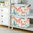thumbnail image 2 of Yayeee Foldable Storage Basket for Shelves with Handles Waterproof Cloth Bins, Watercolor Butterflies, 2 of 7