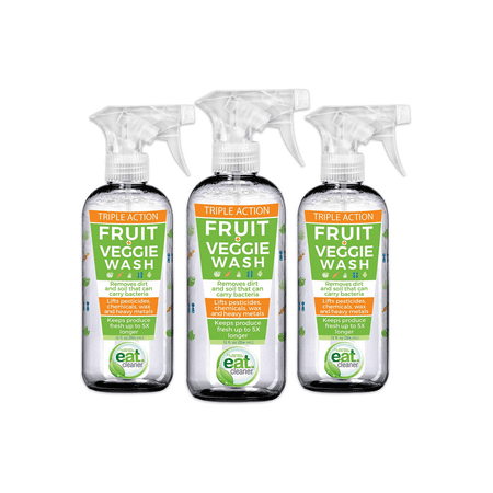 Eat Cleaner Fruit and Veggie Wash Spray, Produce Wash and Cleaner- Pack of 3