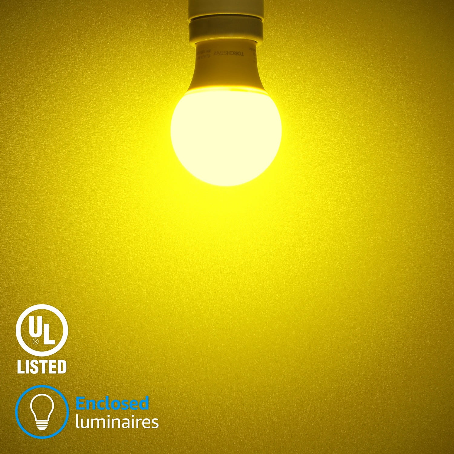 LED A19 Yellow Bulbs, 8W (40W Equivalent) Light Bulb, E26/E27 Base, Outdoor Bug Free Lights for Porch, Patio, Backyard, Entry Way, Pack of 12