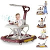 JieC 6-in-1Foldable Push Walker with Musical Activity Station for 6-24 Months for Boys Girls Babies 6-36 Months,Red