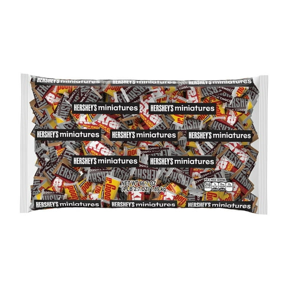HERSHEY'S, Miniatures Chocolate Assortment Candy, Individually Wrapped, 66.7 oz, Bulk Bag