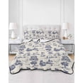 thumbnail image 2 of Quilts Queen Size Bedding Set, Farmhouse Country Lightweight Quilted Comforter, Vintage Blue French Garden Horse Swan Soft Reversible Bedspread Coverlet with Pillow Covers for All Season, 90" x 96", 2 of 7