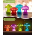 thumbnail image 4 of Glass Mushroom Table Lamp: Set of 4 Colored Small Cute LED Night Light Home Decor for Bedroom Desk - Birthday Gifts for Women, 4 of 7