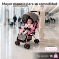thumbnail image 4 of Carriola Yei rosa plegable con asiento reclinable y llantas 360° con bloqueo, 4 of 8