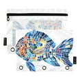 thumbnail image 2 of 2 Pack Pencil Pouch for 3 Ring Binder Smooth Zipper Folders with Pockets Clear Window Pencil Case Abstract Glass Fish, 2 of 6