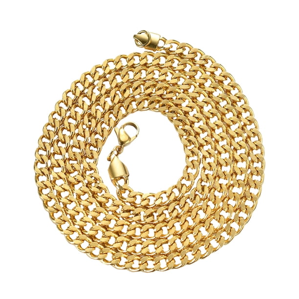 1 collar elegante para hombre, de acero inoxidable, chapado en oro cubano, con cadena de eslabones (dorado).