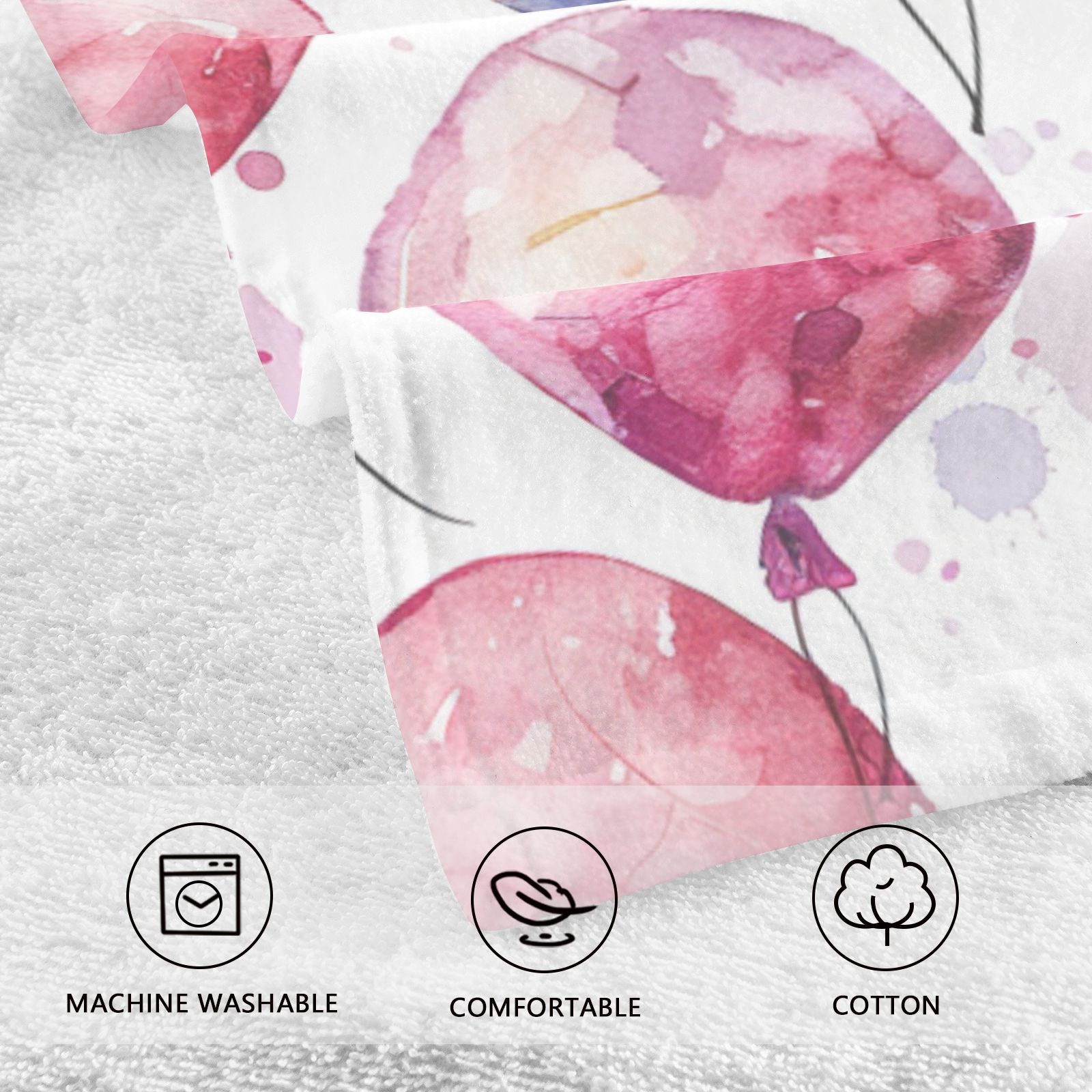 Many Balloons Hand Towels Cotton Bath Towels Large Face Towels Absorbent for Bathroom 2 Packs