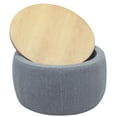 thumbnail image 6 of 25.5In Round Storage Ottoman, Upholstered Coffee Table with Wooden Top, 2 in 1End Table and Ottoman for Living Room Office, Dark Grey, 6 of 8