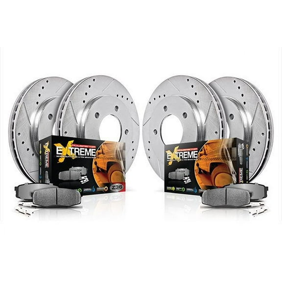 PowerStop Front and Rear Z36 Truck & Tow Carbon-Fiber Ceramic Brake Pad and Drilled and Slotted Rotor Kit Fits: TOYOTA Select Models K1139-36