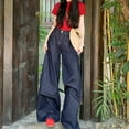 thumbnail image 6 of Women's Barrel Jeans Casual High Waisted Stretchy Wide Leg Pants Baggy Denim Pants Blue L, 6 of 6