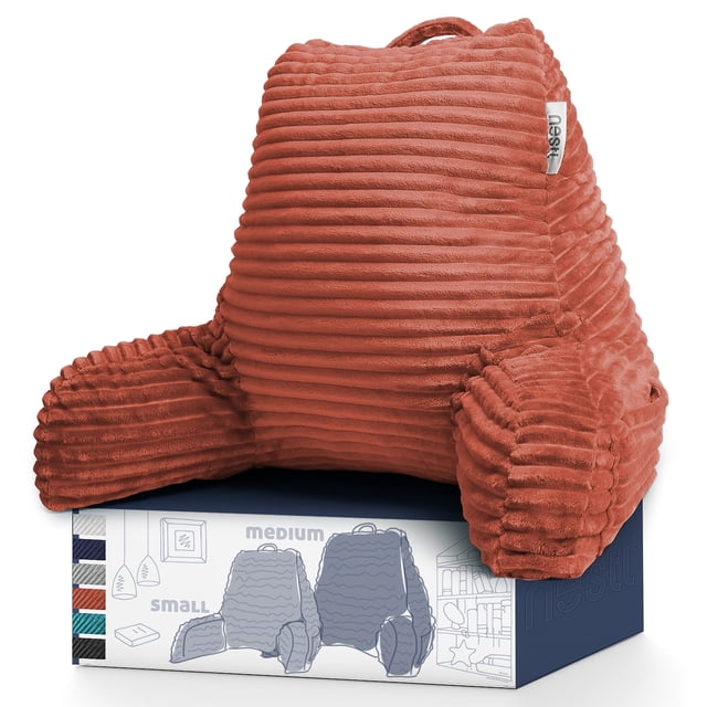 Nestl Almohada de Lectura con Respaldo, Apoyo para la Espalda Brazos, Descanso Cama Memory Foam Triturada, Color Rosa Brumoso