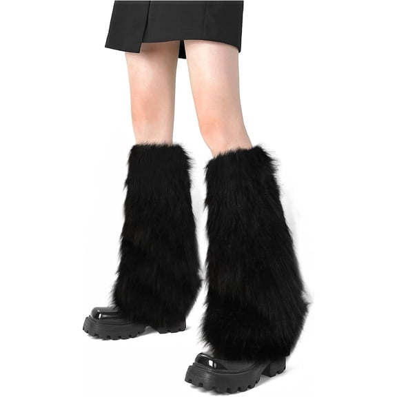 Faux Fur Fuzzy Leg Warmers for Women Grils, Soft Furry Winter Boot Cuff Wrist Covers Boots Sleeves