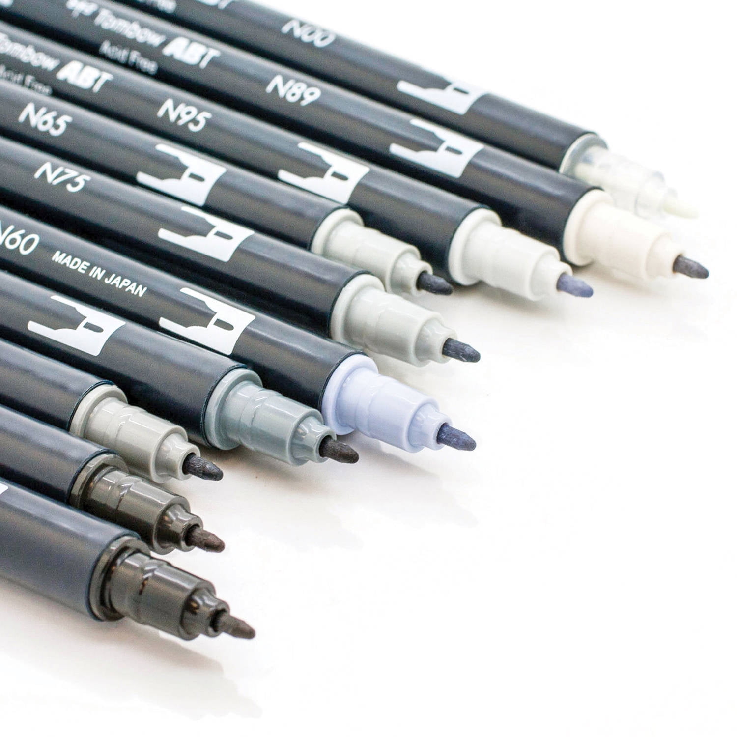 Tombow 56171 Dual Brush Pen Art Markers, Grayscale, 10-Pack