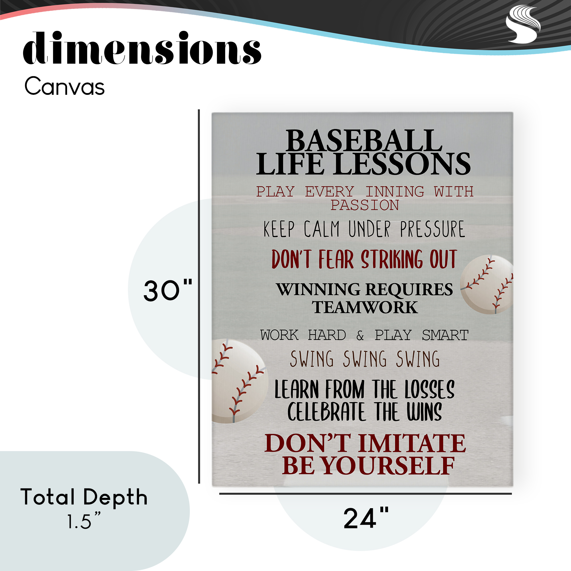 Baseball Life Lessons Canvas Wall Art, design by Kim Allen