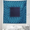 thumbnail image 1 of Greek Key Tapestry, Swirling Waves with Maze Square Hellenic Motifs Sea Inspired Design, Fabric Wall Hanging Decor for Bedroom Living Room Dorm, 5 Sizes, Blue Dark Blue, by Ambesonne, 1 of 1