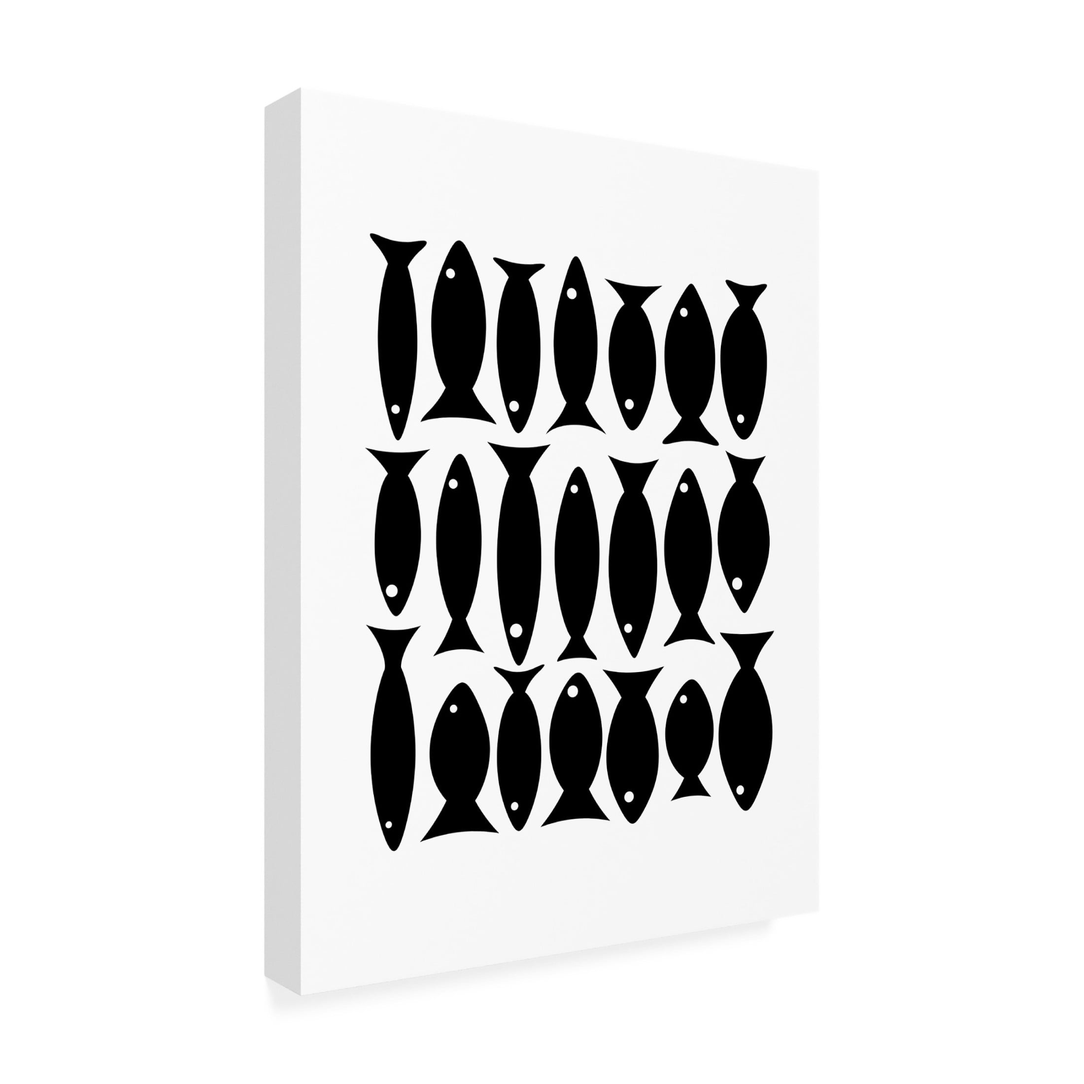 Canvas Wall Art - Tom Quartermaine 'Black and White Abstract Fish A' Wall Art for Living Room, Bedroom, or Office Décor by Trademark Fine Art - 14 x 19 Inches
