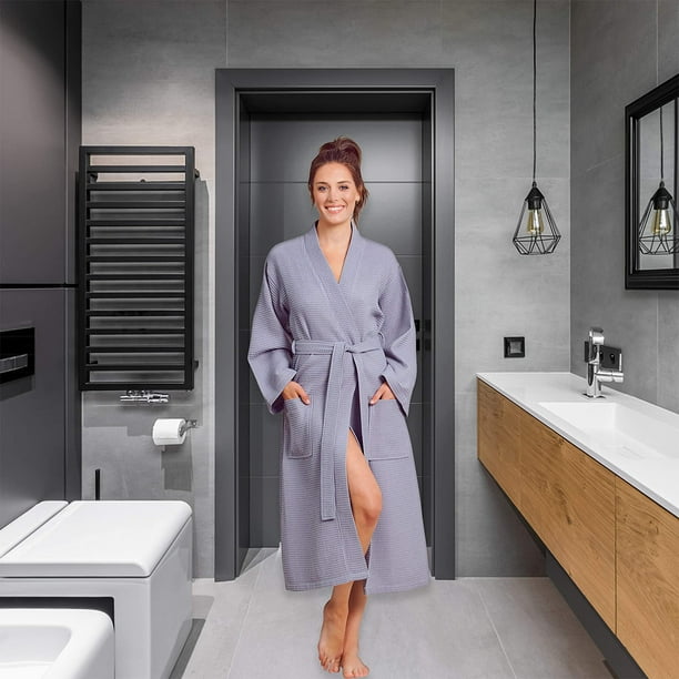 Peignoir luxueux doux absorbant l ger long kimono gaufr h tel spa