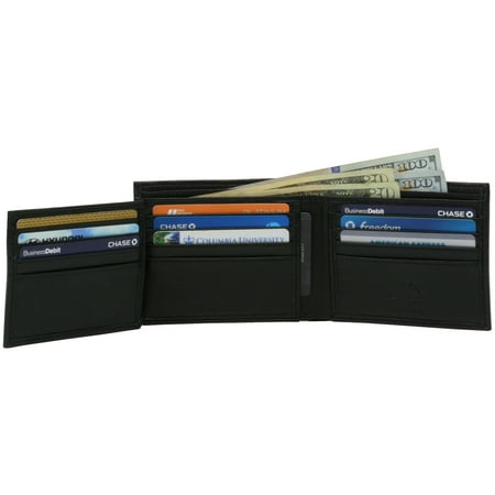 Alpine Swiss Mens Wallet Real Leather Flipout Hybrid Bifold Trifold ID Card
