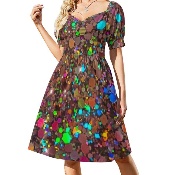 Vestido de manga corta con purpurina para mujer 2025 vestido de verano para mujer 2025 verano vestidos de verano para mujer 2025