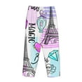 thumbnail image 5 of Xecao Eiffel Tower and Hearts Women's Straight Lounge Pajama Pants: The Epitome of Relaxed Sleepwear, 5 of 9