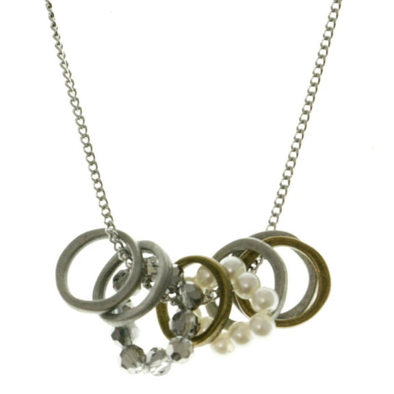 Silver-Tone Necklace For Women With Accent Charms AEN8