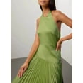 thumbnail image 2 of Women's Pleated Halter Neck Maxi Dress with Tied Stretch Bodice Not Lined Elegant Full Length 95% Cotton 5% Spandex, 2 of 12