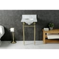 thumbnail image 2 of Kingston Brass KVPB1917M387ST Edwardian 19" Carrara Marble Console Sink with Brass Legs (8-Inch, 3-Hole), Carrara Marble White/Brushed Brass, 2 of 8