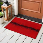 Entryway Rug 2'x3', Red Black Ombre Small Rug for Kitchen Bathroom Door Mat Indoor Entrance, Modern Abstract Art Non-Slip Area Rugs Floor Mats Carpet Front Door Rugs