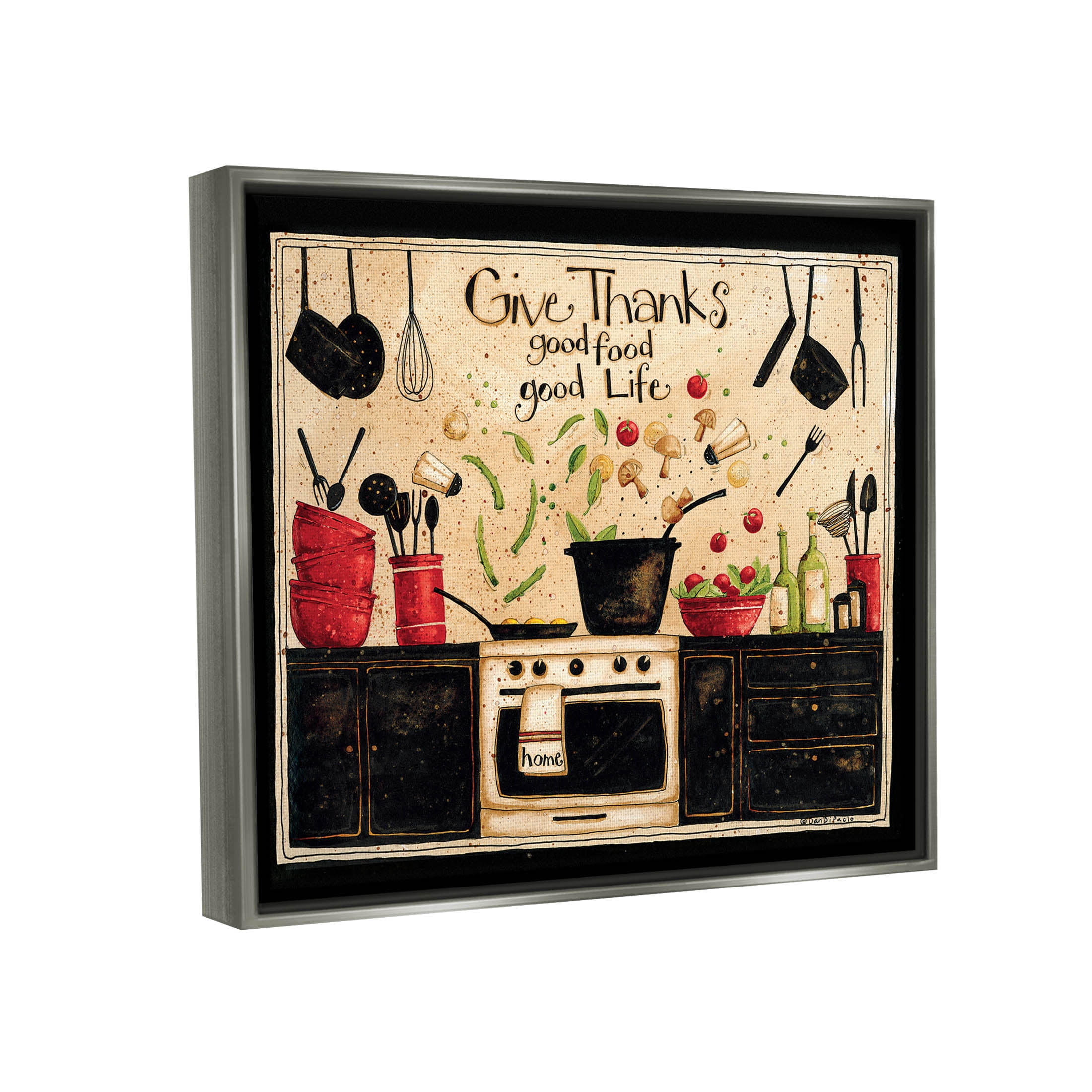 Give Thanks Good Food Phrase Food & Beverage Graphic Art Luster Gray Framed Art Print Wall Art