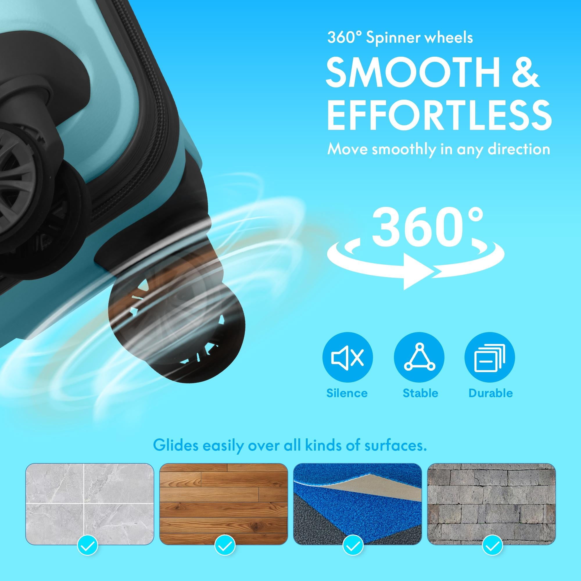 3-Piece PP Hardshell Luggage Set, Lightweight Scratch-Resistant Suitcases with Silent Spinner Wheels & TSA Lock, Sky Blue