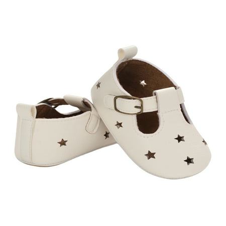 

Binwwede Baby Girls Princess Dress Shoes Non-Slip Soft Sole T-Strap Mary Jane Flats with Cutout Star Pattern Hxx