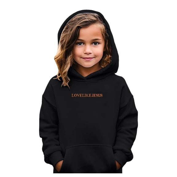 RTKFRFLM Kids Hooded Sweatshirt Love Like Jesus Letter Print Pullover Hoodie Girls Casual Long Sleeve Pocket Sweatshirt Tops Fleece