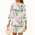 thumbnail image 4 of WTOBBY Women's Floral Print Button Down V-Neck 3/4 Sleeve Midi Dress, Casual Sundress with Pockets for Summer Vacation Essentials,Light pink XL, 4 of 6