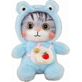 thumbnail image 1 of Adorable Cat Stuffed Animal Dressed In Frog Costume Soft Cuddly Toys For Boys And Girls, 1 of 3