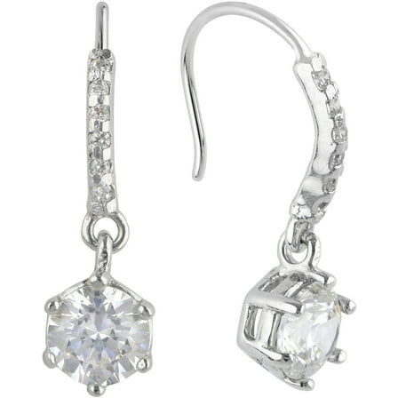 Brilliance Fine Jewelry Simulated Diamond Round Stone Sterling Silver Dangle Earrings