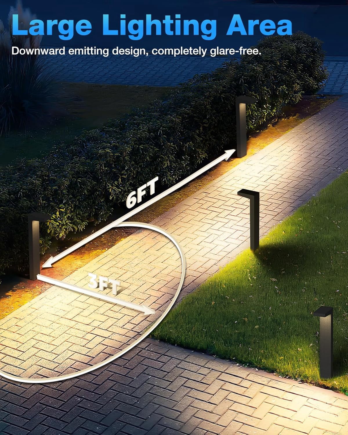 SUNVIE Low Voltage Pathway Lights Wired 5W LED Outdoor Landscape Lighting for Garden Walkway, 4 Pack