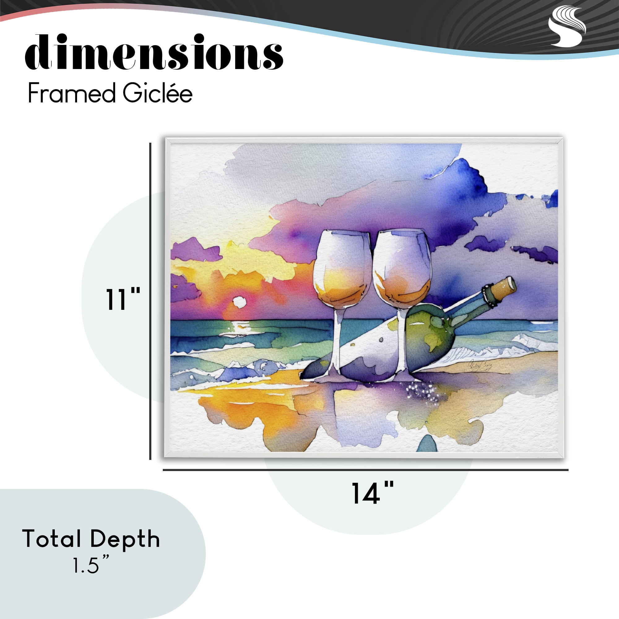 Stupell Industries Coastal Cheers with Wine White Framed Giclee Art, design by Shelly Craig